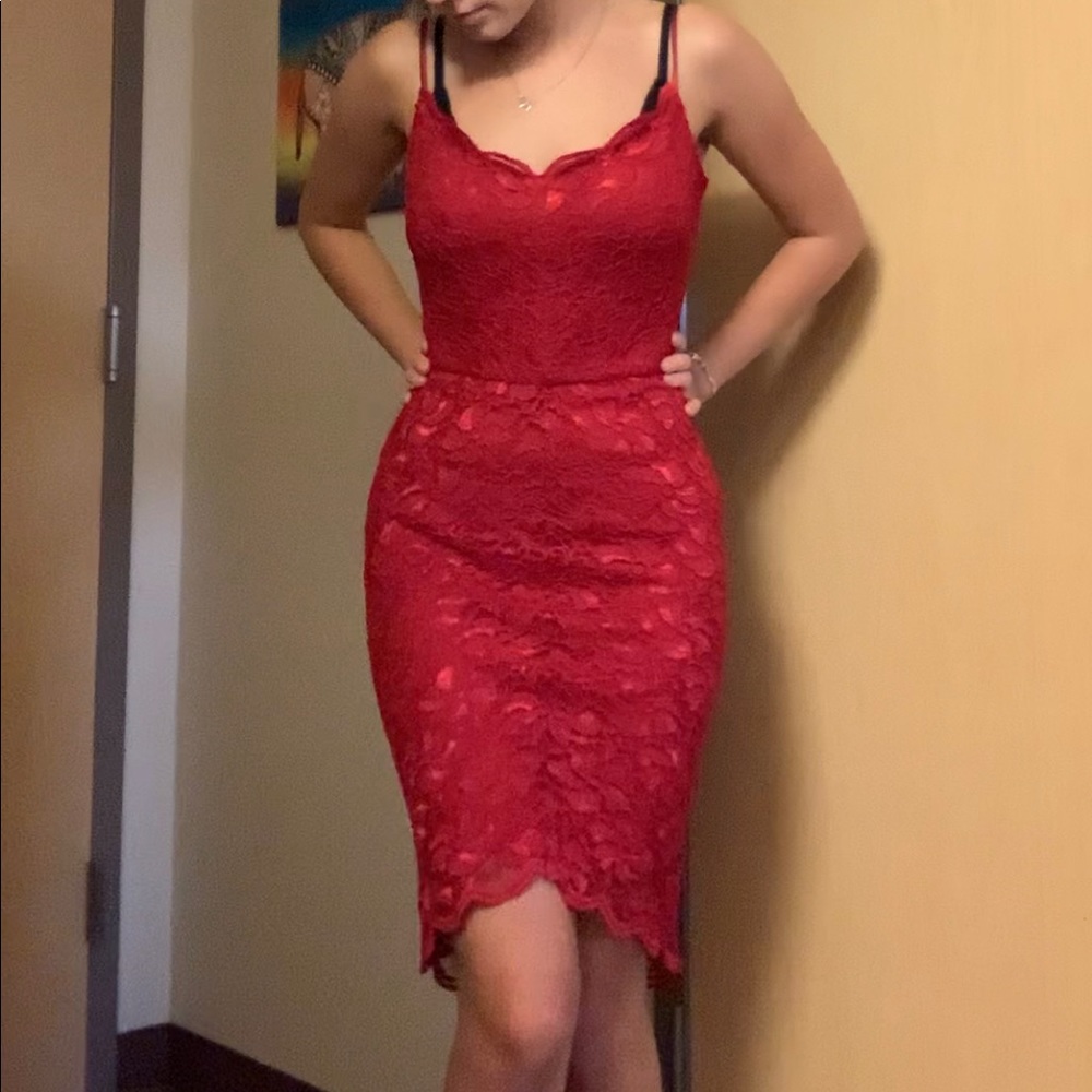 Red Lace Dress - Picture 3 of 8